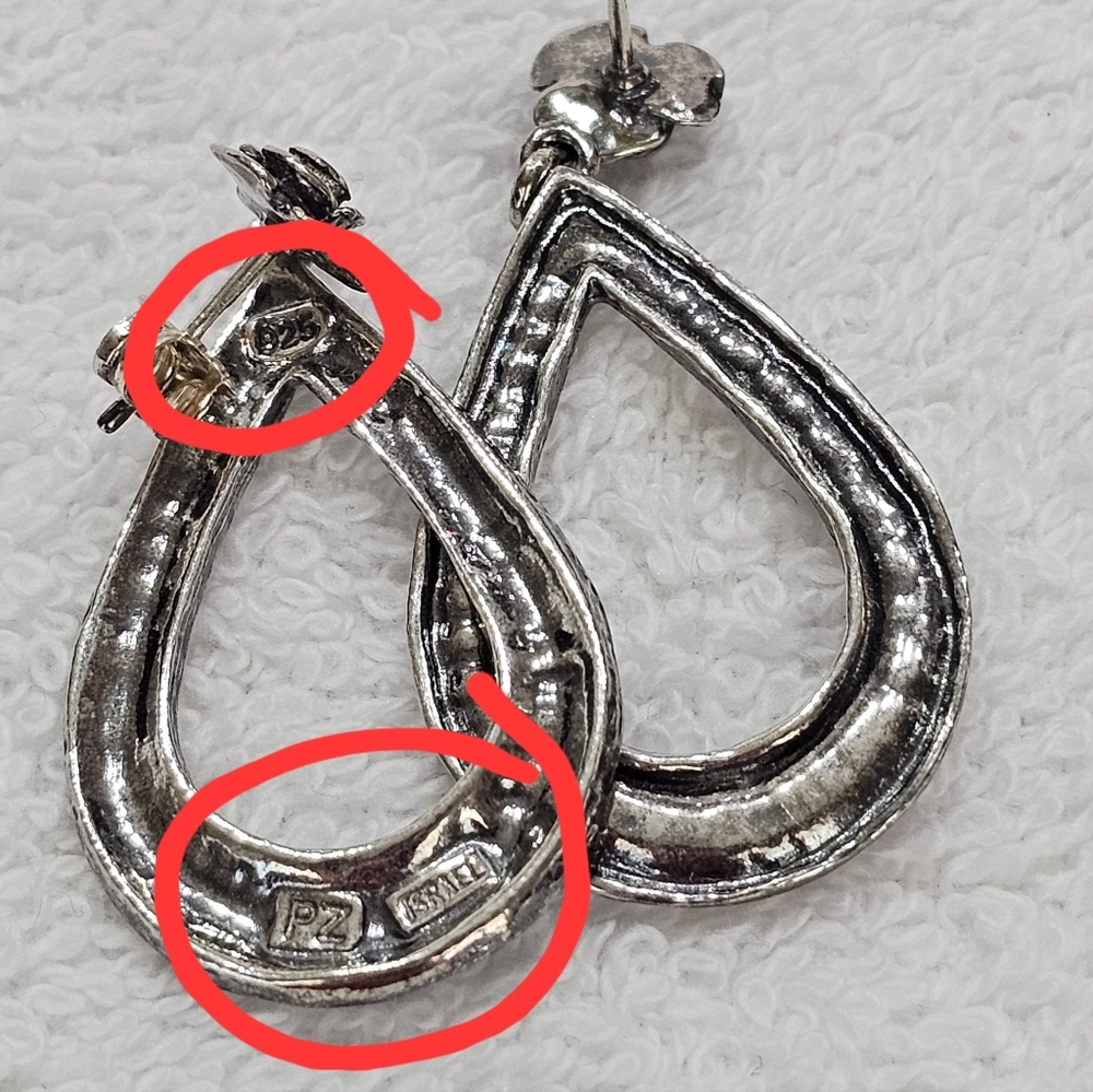 Or Paz PZ ISRAEL 925 Oxidized Hammered Silver Rose Flower Teardrop Post Earrings - Picture 7 of 9